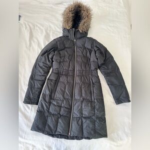 Columbia brand warm feather down filled long winter parka, Size Small